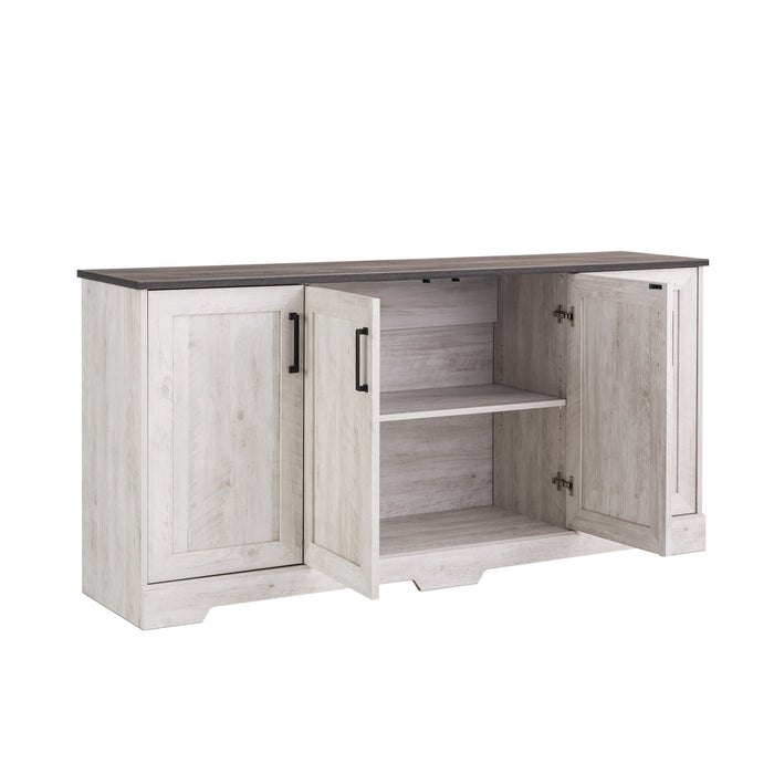 Prepac Rustic Ridge 4-Door Console Buffet - Washed White