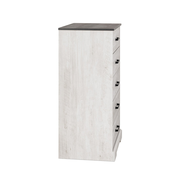 Prepac Rustic Ridge 27.5\" 5-Drawer Chest - Washed White
