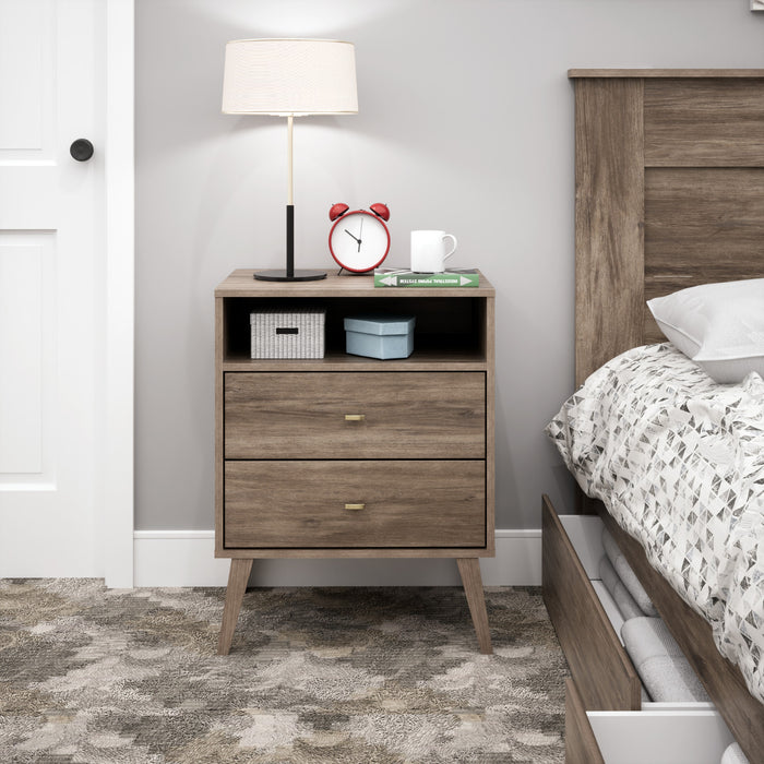 Milo 2-Drawer Tall Nightstand - Drifted Grey
