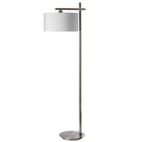 Dainolite 1 Light Floor Lamp Satin Chrome Finish White Shade