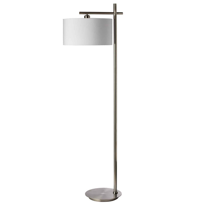 Dainolite 1 Light Floor Lamp Satin Chrome Finish White Shade
