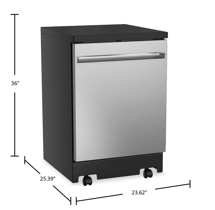 GE 24\" 54 dBA Portable Top-Control Dishwasher with Piranha Hard Food Disposer - Stainless - GPT225SSLSS