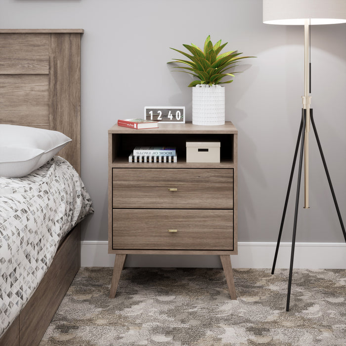 Milo 2-Drawer Tall Nightstand - Drifted Grey