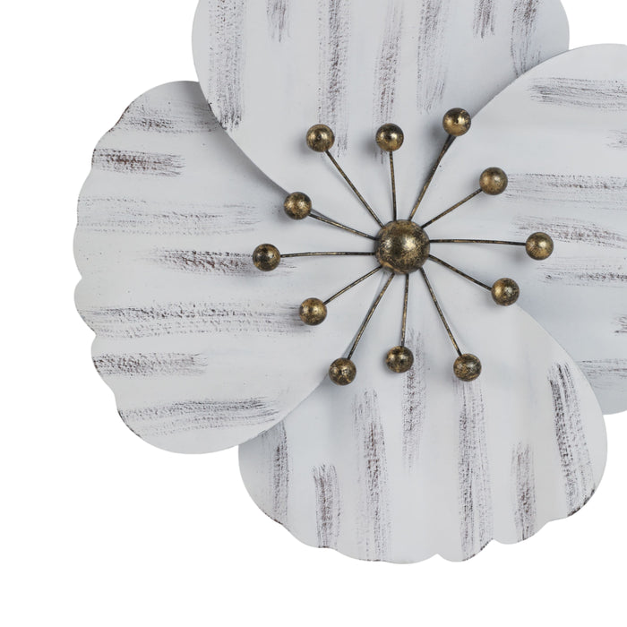 Metal 18\" Wall Flower - White
