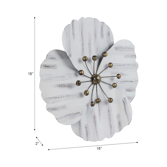 Metal 18\" Wall Flower - White