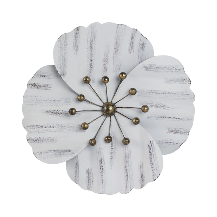 Metal 18\" Wall Flower - White