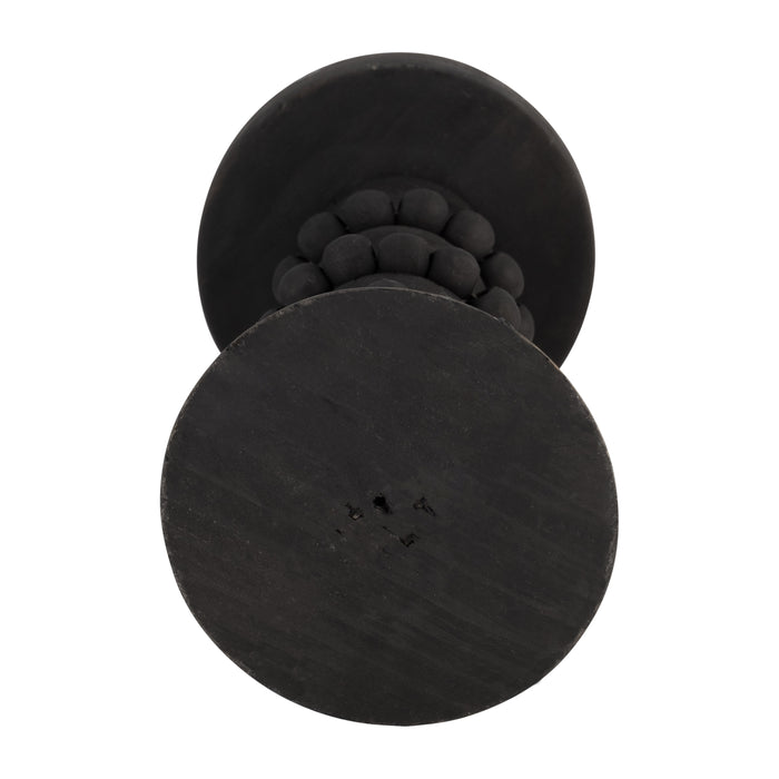 Wood 13\" Antique Candle Holder - Black