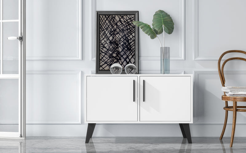 Manhattan Comfort Mid-Century Modern Amsterdam 3-Shelf Accent Cabinet - White