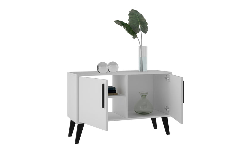 Manhattan Comfort Mid-Century Modern Amsterdam 3-Shelf Accent Cabinet - White