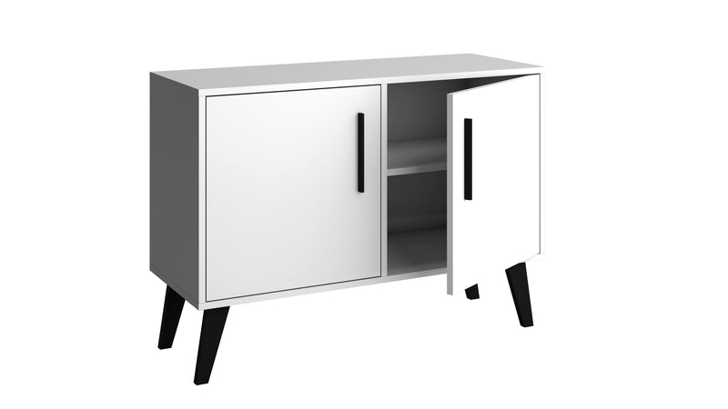 Manhattan Comfort Mid-Century Modern Amsterdam 3-Shelf Accent Cabinet - White