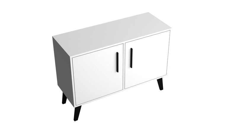 Manhattan Comfort Mid-Century Modern Amsterdam 3-Shelf Accent Cabinet - White
