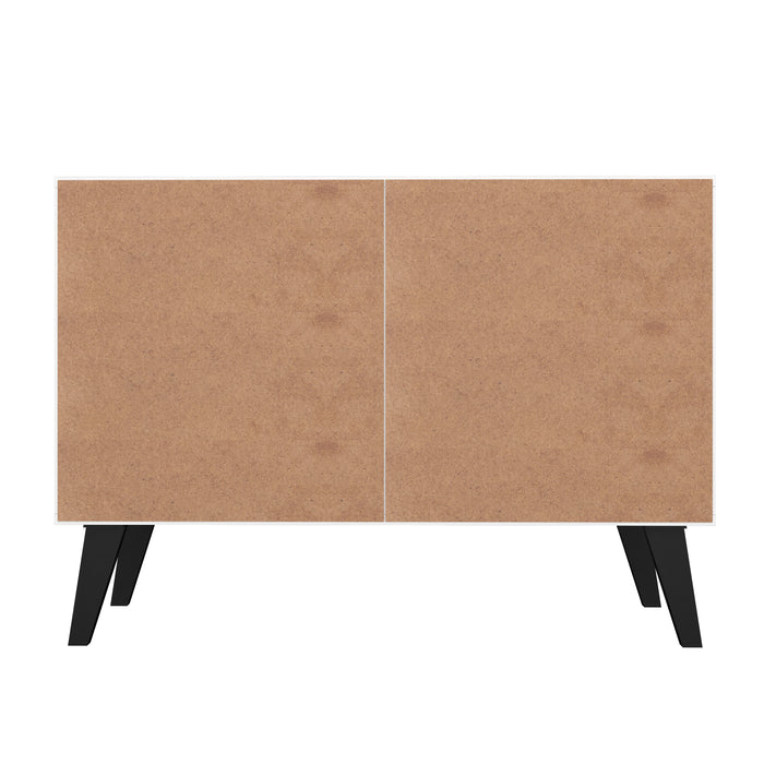 Manhattan Comfort Mid-Century Modern Amsterdam 3-Shelf Accent Cabinet - White Marble