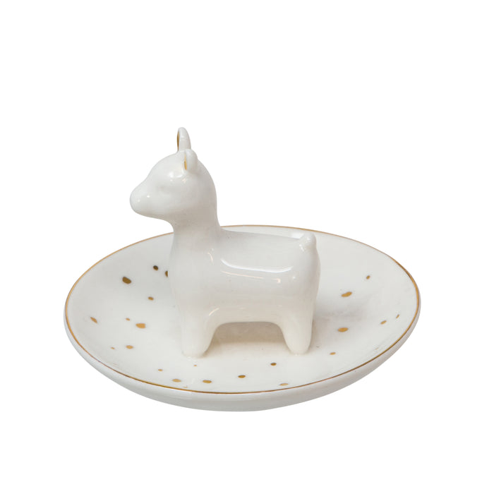 Ceramic Llama Trinket Tray - White