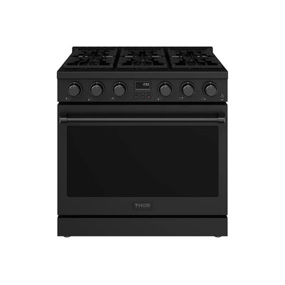 Thor Kitchen 6.1 Cu. Ft. Contemporary Professional Built-In Gas Range – Matte Black - ARG36B | Cuisinière à gaz encastrée professionnelle contemporaine Thor Kitchen de 6,1 pi3 - noir mat - ARG36B
