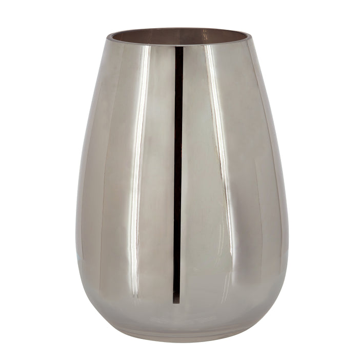 Glass 8\" Metallic Vase - Silver