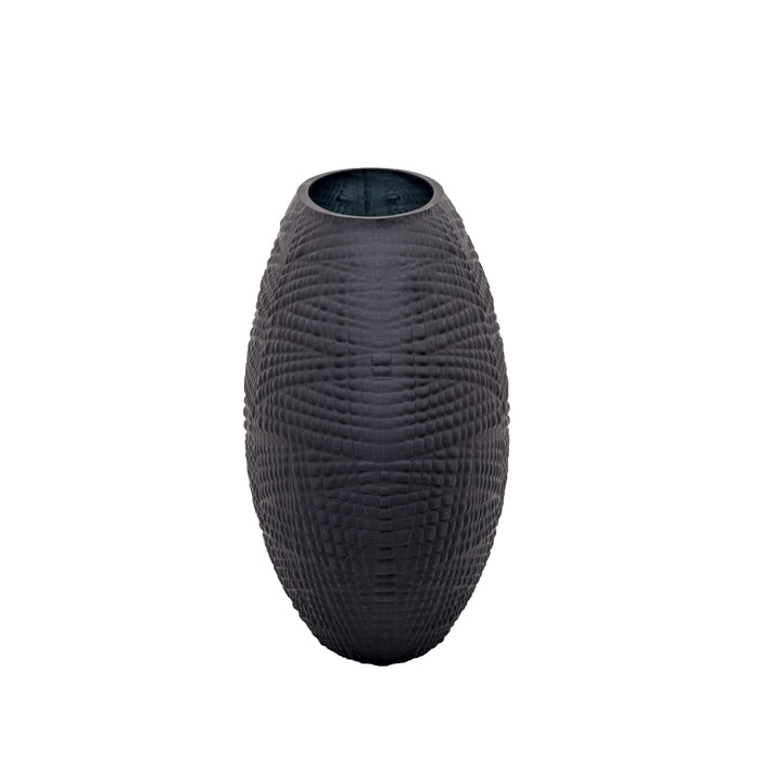 Glass 8\" Textured Vase - Black