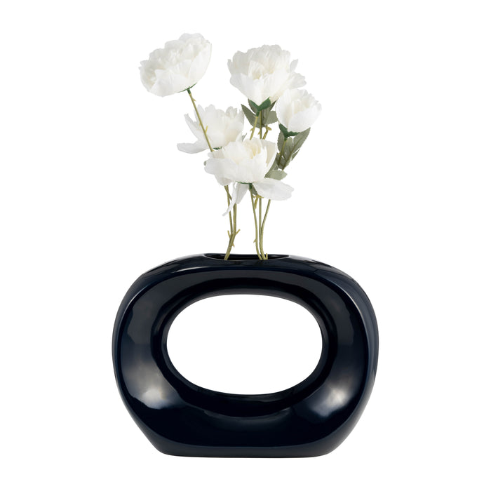 Ceramic 11\" Oval Vase - Navy