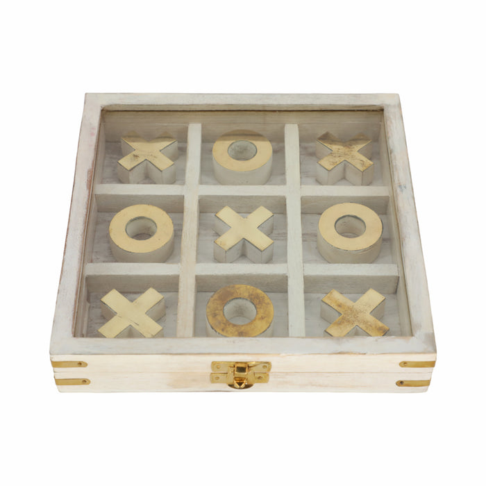 Wood 8\" x 8\" Tic Tac Toe - White