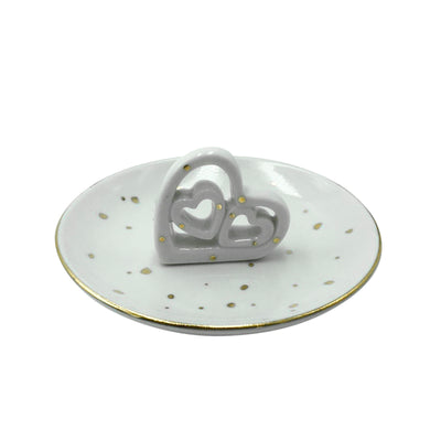 Ceramic Cut-Out Hearts Trinket Tray - White|Plateau à babioles en céramique avec cœurs découpés - blanc