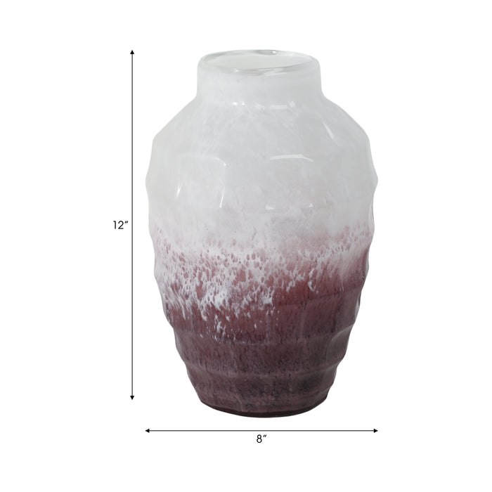 Glass 12\" Two-Tone Vase - Blush