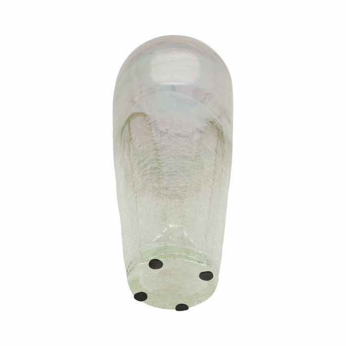 Clear Glass 17\" Crackled Vase