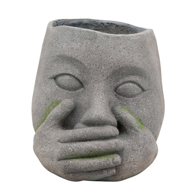 Resin 9" No Speak Planter - Grey|Cache-pot « No Speak » de 9 po en résine - gris