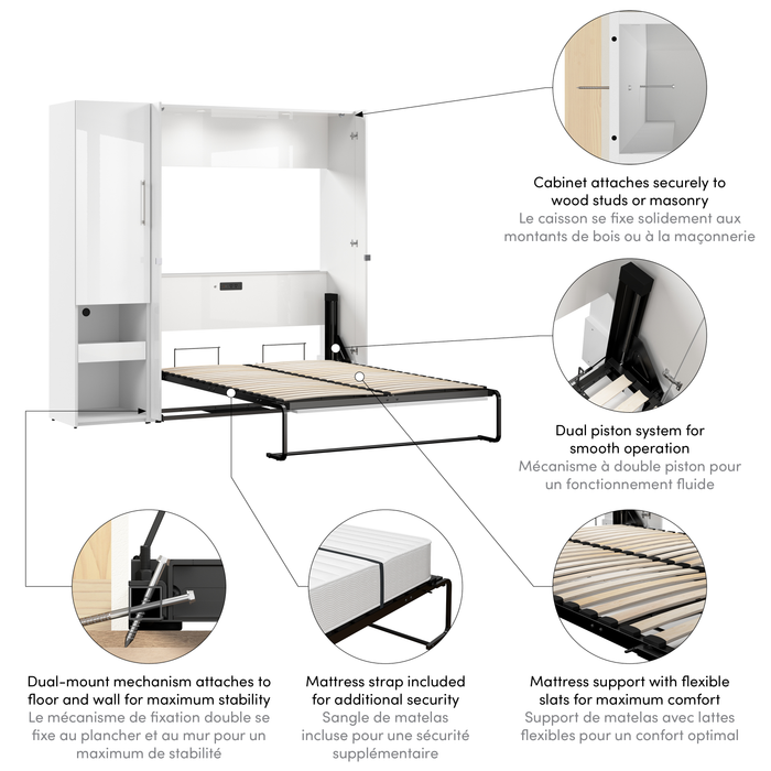 Bestar Avalon Full Murphy Bed & Storage Cabinet with Pull-Out Shelf (81 W)