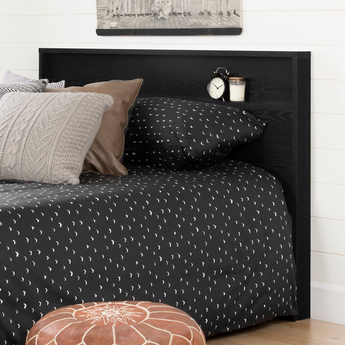 Holland Full/Queen Headboard with Storage Shelf - Black Oak