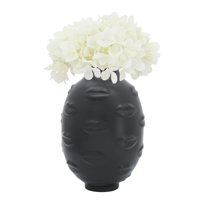 Ceramic 10\" Lips Vase - Black