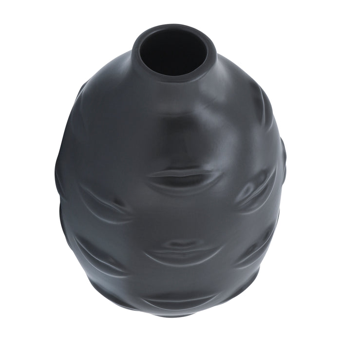 Ceramic 10\" Lips Vase - Black