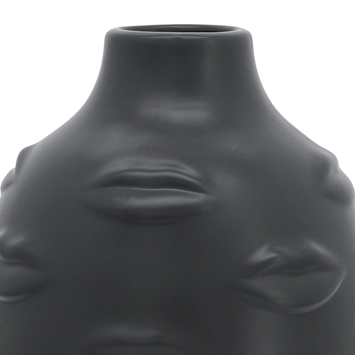 Ceramic 10\" Lips Vase - Black