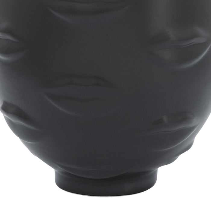 Ceramic 10\" Lips Vase - Black