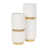 Ceramic 13\" Belted Vase - White and Gold