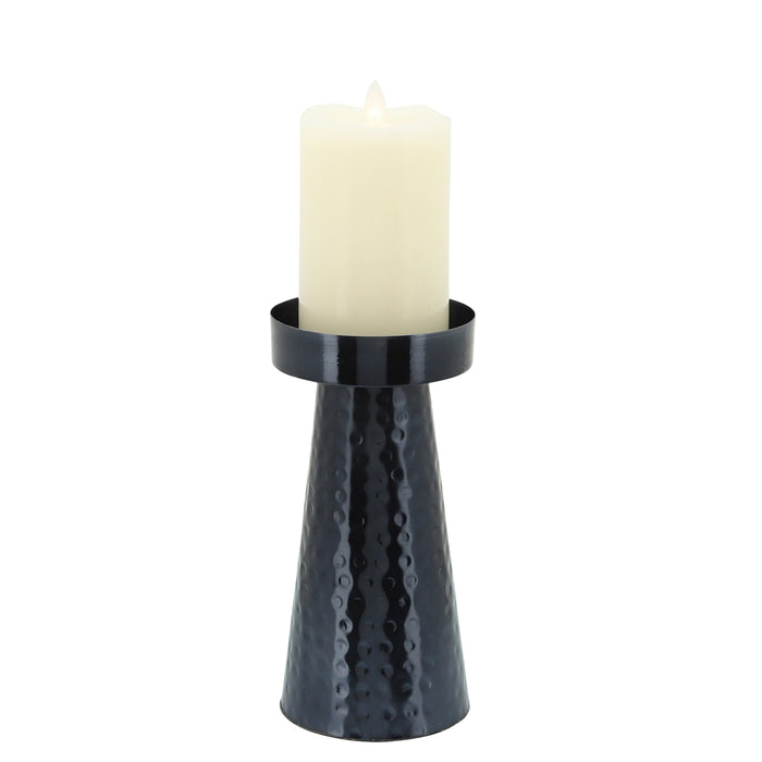 Metal 8\" Hammered Candle Holder - Blue