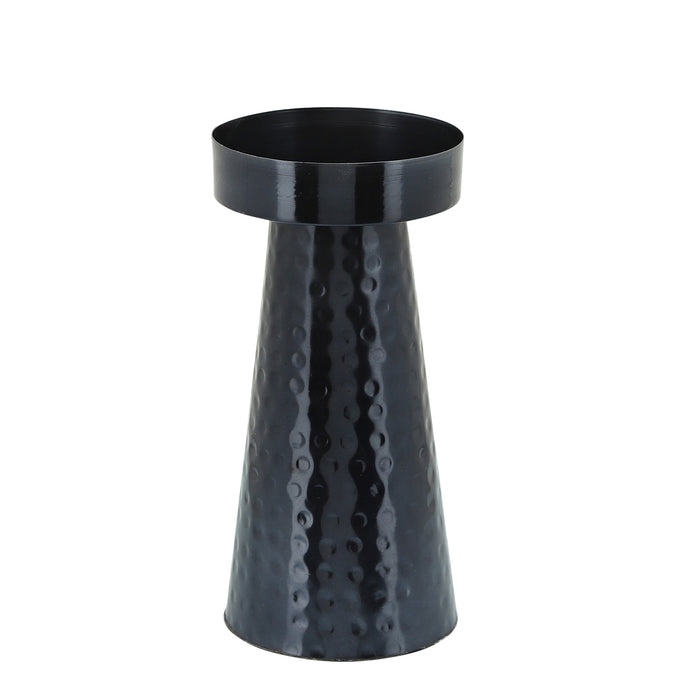 Metal 8\" Hammered Candle Holder - Blue