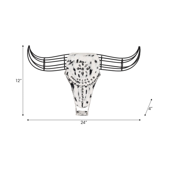 Metal 12\" Buffalo Wall Accent - Black and White