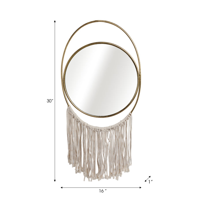 Metal 30\" Mirrored Wall Decoration - Gold and Natural