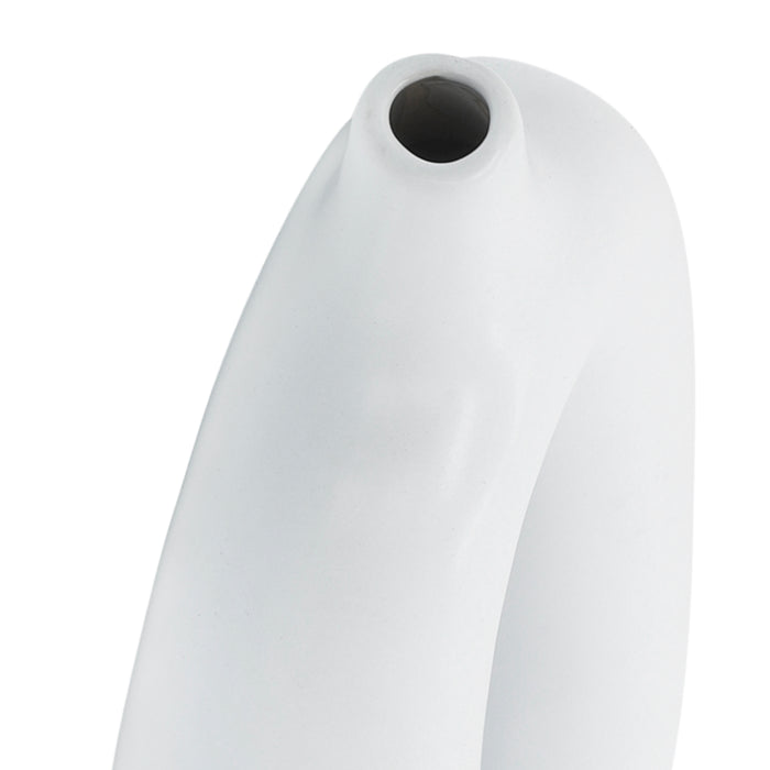 Ceramic 14\" Open Cut-Out Vase - White