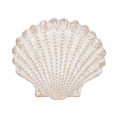 8" Sea Scallop Shell Decor with Woven Pattern - White | Décoration coquillage de 8 po avec motif tressé - blanche