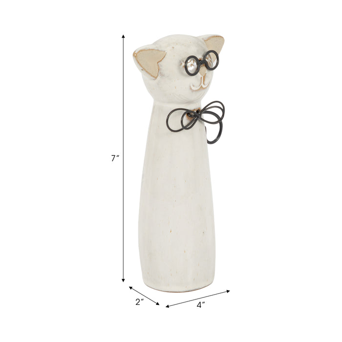 Ceramic 7\" Cat - Beige
