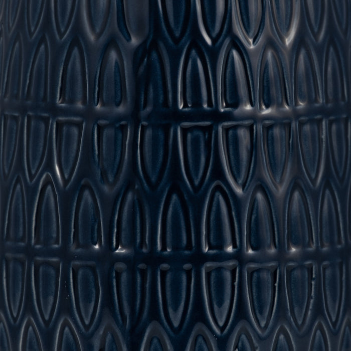 Navy Blue 10\" Carved Vase