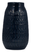 Navy Blue 10\" Carved Vase