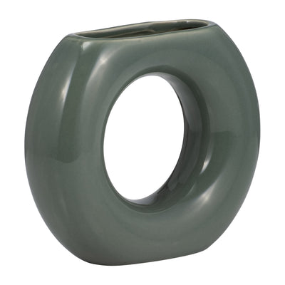 Ceramic 5" Donut Vase - Dark Sage|Vase en forme de beigne de 5 po en céramique - sauge foncé