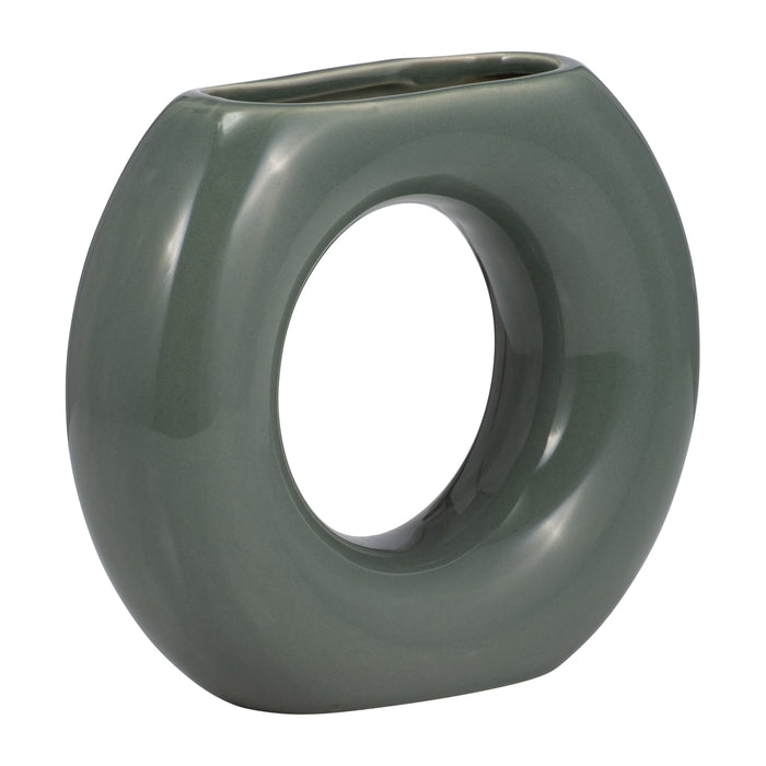 Ceramic 5\" Donut Vase - Dark Sage