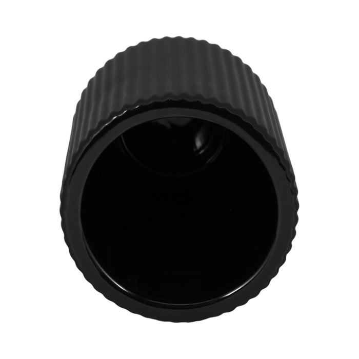 Ceramic 7\" Ridged Vase - Black