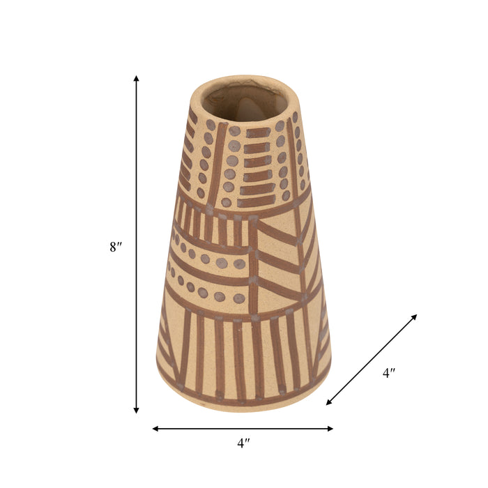 Ceramic 8\" Eclectic Vase - Irish Cream