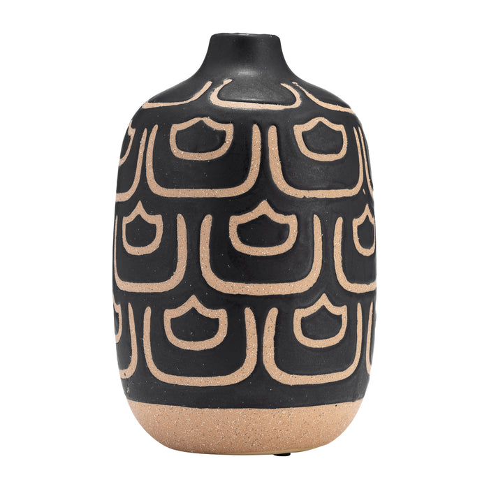 Ceramic 10\" Decorative Vase - Black and Tan