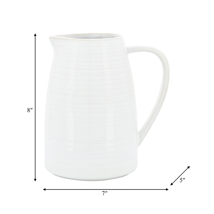 Ceramic 8\" Pitcher - White