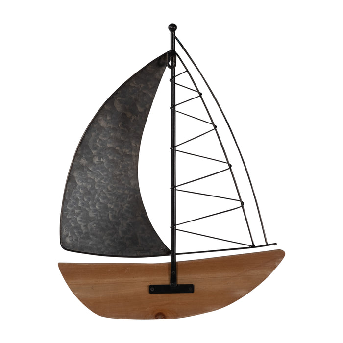 Metal 19\" Boat Wall Decoration - Brown