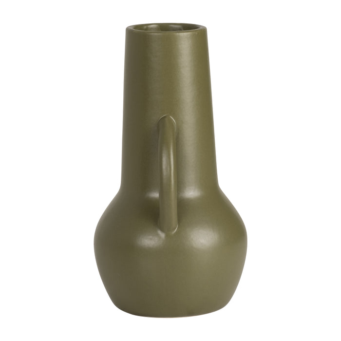 Ceramic 8\" Vase with Handles - Olive